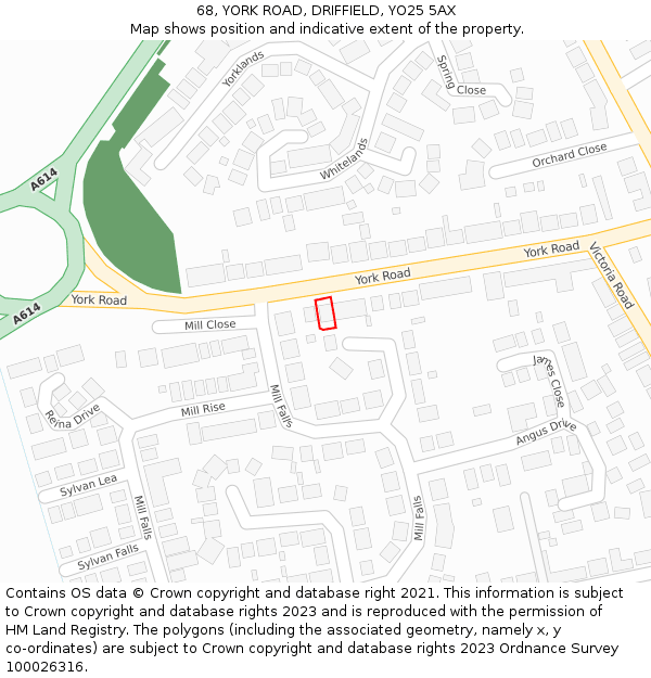 68, YORK ROAD, DRIFFIELD, YO25 5AX: Location map and indicative extent of plot