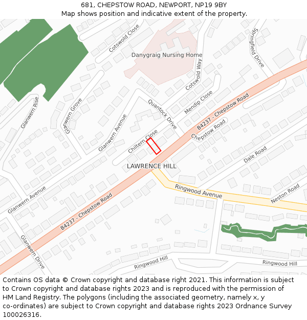 681, CHEPSTOW ROAD, NEWPORT, NP19 9BY: Location map and indicative extent of plot