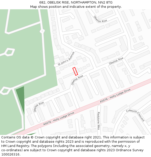 682, OBELISK RISE, NORTHAMPTON, NN2 8TG: Location map and indicative extent of plot