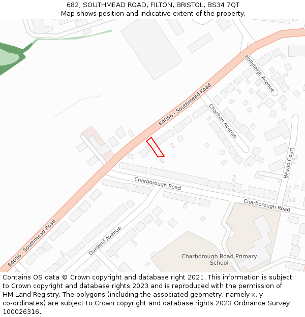 682, SOUTHMEAD ROAD, FILTON, BRISTOL, BS34 7QT: Location map and indicative extent of plot