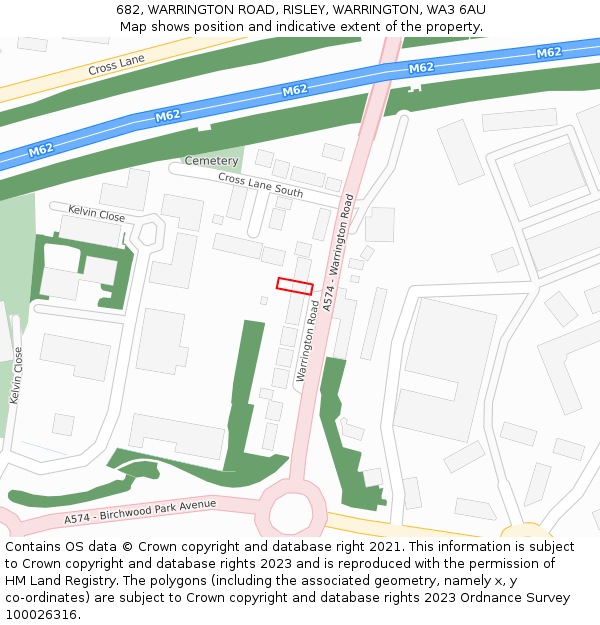 682, WARRINGTON ROAD, RISLEY, WARRINGTON, WA3 6AU: Location map and indicative extent of plot