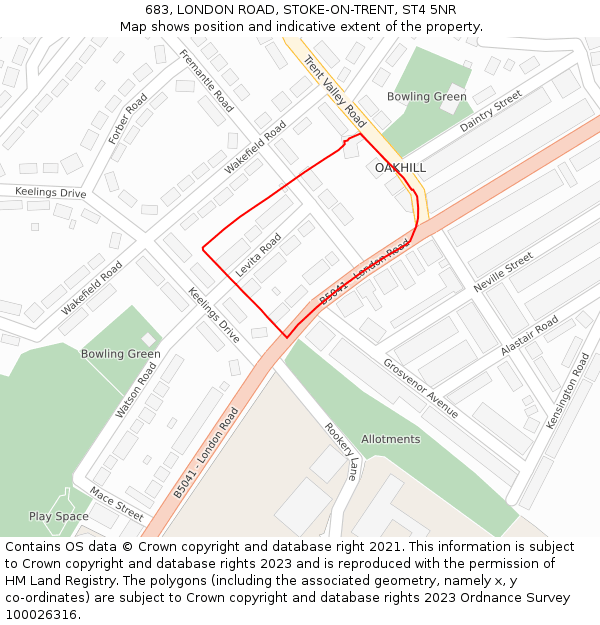 683, LONDON ROAD, STOKE-ON-TRENT, ST4 5NR: Location map and indicative extent of plot