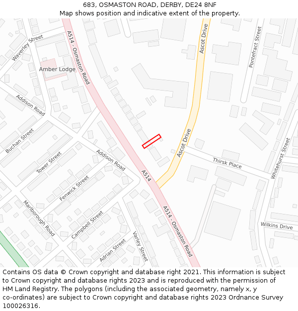 683, OSMASTON ROAD, DERBY, DE24 8NF: Location map and indicative extent of plot