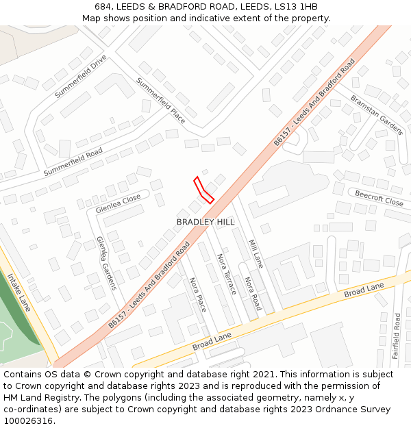 684, LEEDS & BRADFORD ROAD, LEEDS, LS13 1HB: Location map and indicative extent of plot