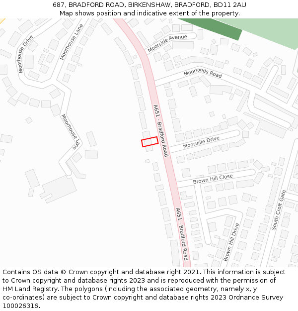 687, BRADFORD ROAD, BIRKENSHAW, BRADFORD, BD11 2AU: Location map and indicative extent of plot