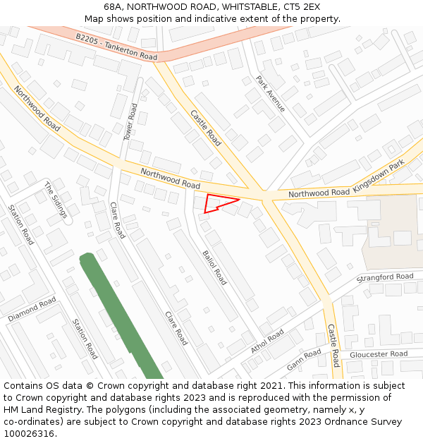 68A, NORTHWOOD ROAD, WHITSTABLE, CT5 2EX: Location map and indicative extent of plot