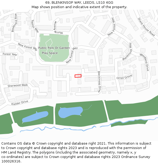 69, BLENKINSOP WAY, LEEDS, LS10 4GG: Location map and indicative extent of plot
