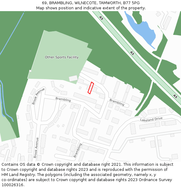 69, BRAMBLING, WILNECOTE, TAMWORTH, B77 5PG: Location map and indicative extent of plot