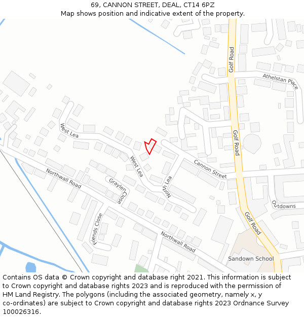 69, CANNON STREET, DEAL, CT14 6PZ: Location map and indicative extent of plot