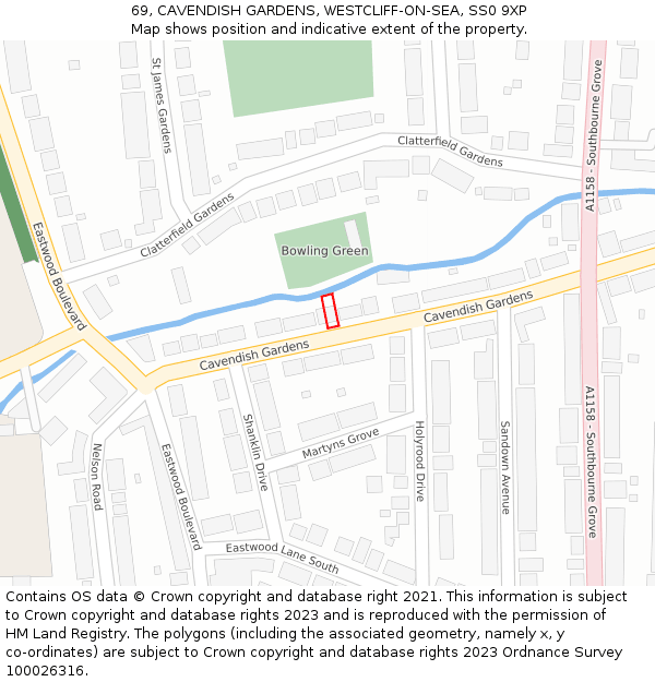 69, CAVENDISH GARDENS, WESTCLIFF-ON-SEA, SS0 9XP: Location map and indicative extent of plot