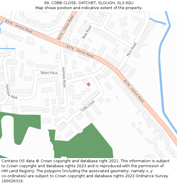69, COBB CLOSE, DATCHET, SLOUGH, SL3 9QU: Location map and indicative extent of plot