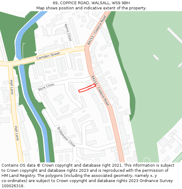 69, COPPICE ROAD, WALSALL, WS9 9BH: Location map and indicative extent of plot