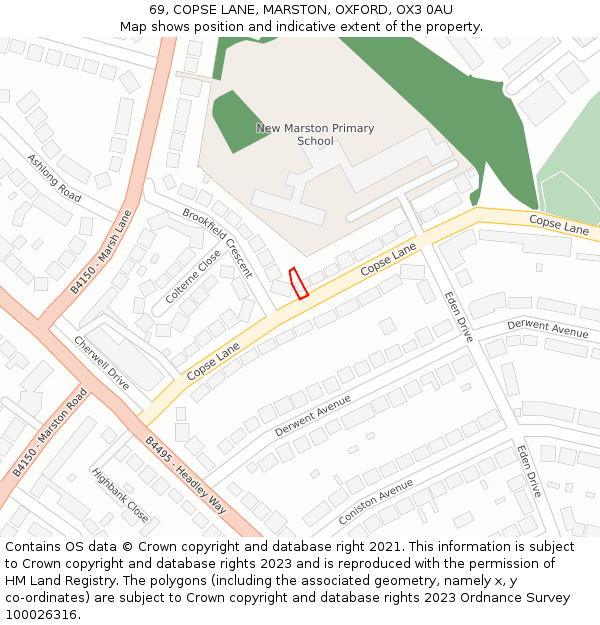 69, COPSE LANE, MARSTON, OXFORD, OX3 0AU: Location map and indicative extent of plot