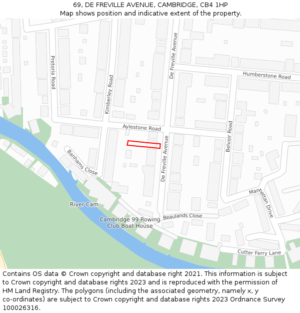 69, DE FREVILLE AVENUE, CAMBRIDGE, CB4 1HP: Location map and indicative extent of plot