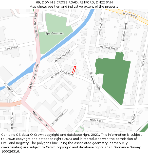 69, DOMINIE CROSS ROAD, RETFORD, DN22 6NH: Location map and indicative extent of plot