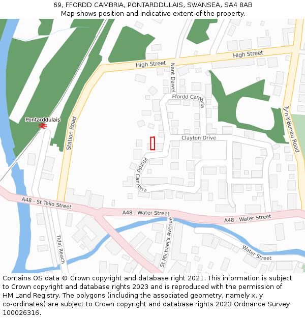 69, FFORDD CAMBRIA, PONTARDDULAIS, SWANSEA, SA4 8AB: Location map and indicative extent of plot