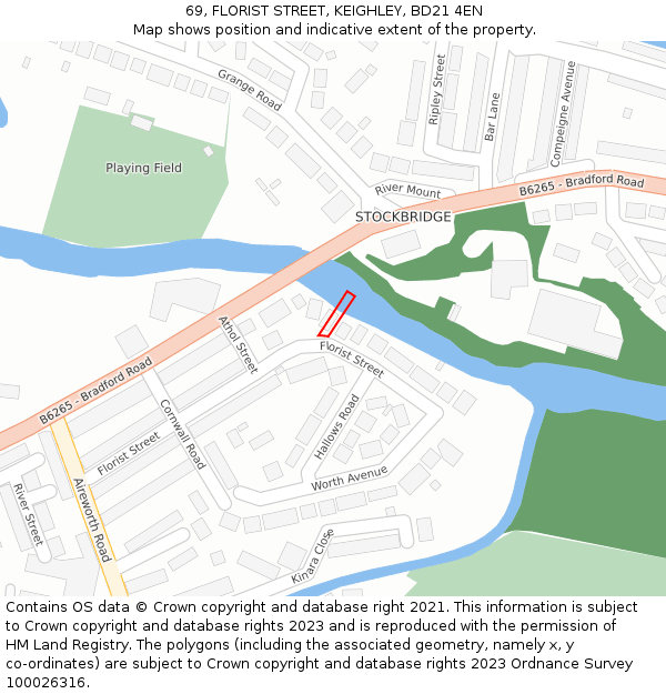 69, FLORIST STREET, KEIGHLEY, BD21 4EN: Location map and indicative extent of plot