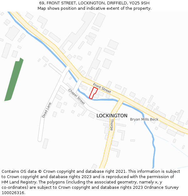 69, FRONT STREET, LOCKINGTON, DRIFFIELD, YO25 9SH: Location map and indicative extent of plot