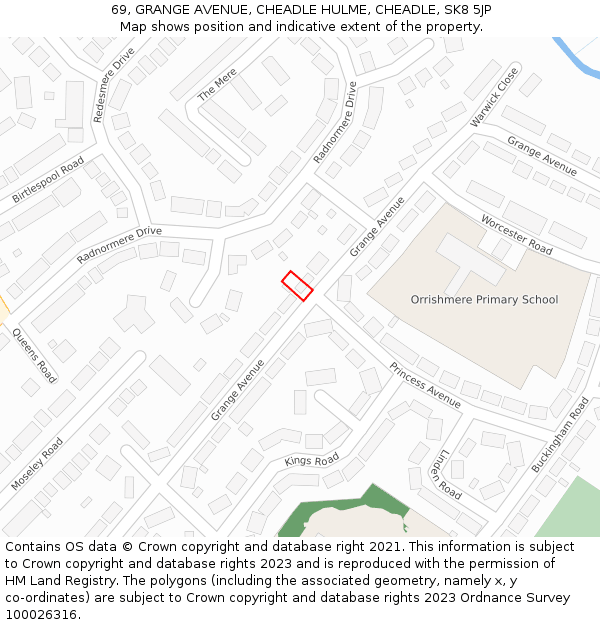69, GRANGE AVENUE, CHEADLE HULME, CHEADLE, SK8 5JP: Location map and indicative extent of plot