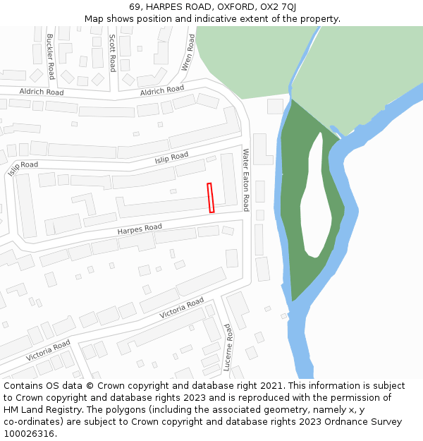 69, HARPES ROAD, OXFORD, OX2 7QJ: Location map and indicative extent of plot