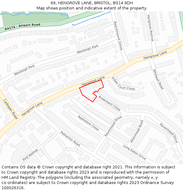 69, HENGROVE LANE, BRISTOL, BS14 9DH: Location map and indicative extent of plot