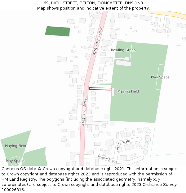 69, HIGH STREET, BELTON, DONCASTER, DN9 1NR: Location map and indicative extent of plot