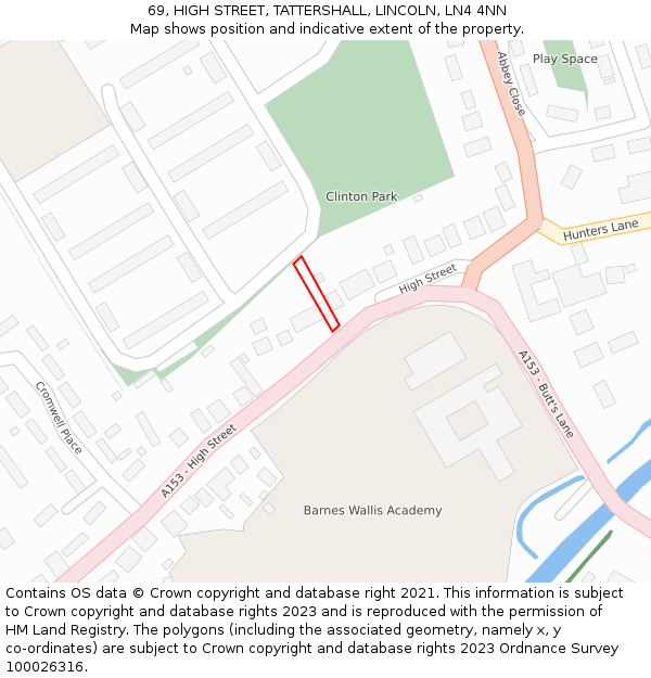 69, HIGH STREET, TATTERSHALL, LINCOLN, LN4 4NN: Location map and indicative extent of plot