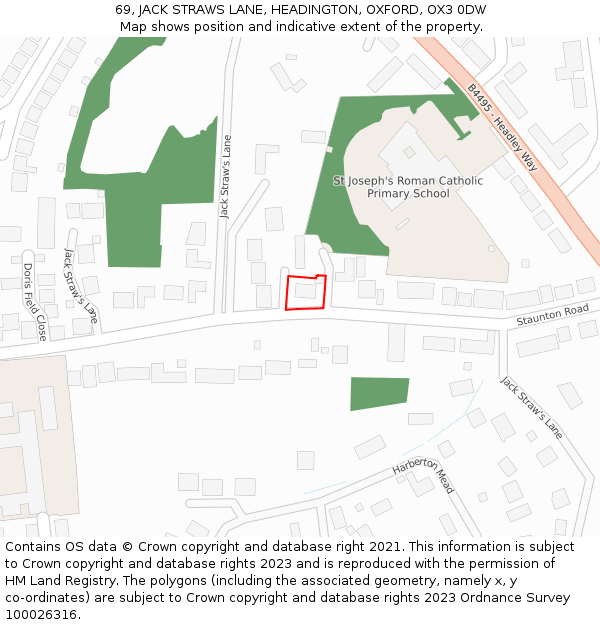 69, JACK STRAWS LANE, HEADINGTON, OXFORD, OX3 0DW: Location map and indicative extent of plot