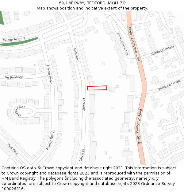 69, LARKWAY, BEDFORD, MK41 7JP: Location map and indicative extent of plot