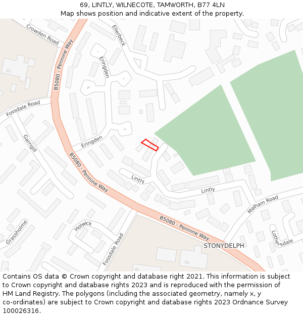 69, LINTLY, WILNECOTE, TAMWORTH, B77 4LN: Location map and indicative extent of plot