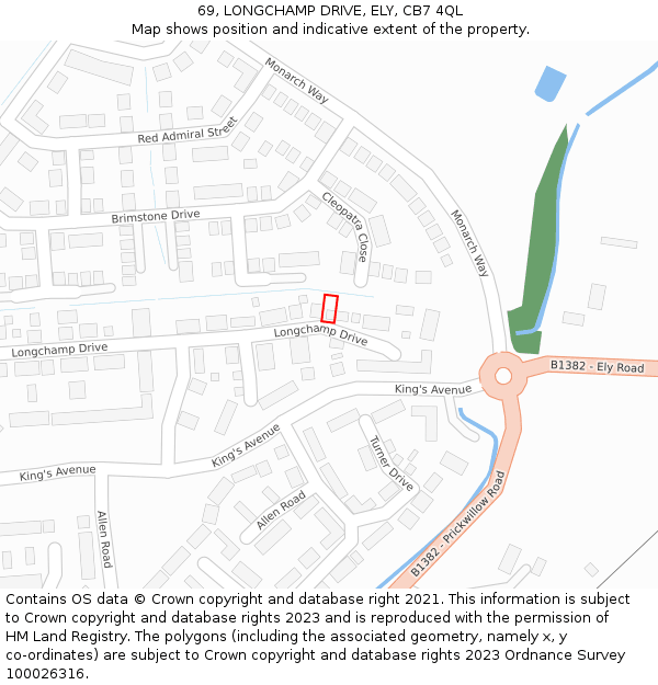 69, LONGCHAMP DRIVE, ELY, CB7 4QL: Location map and indicative extent of plot