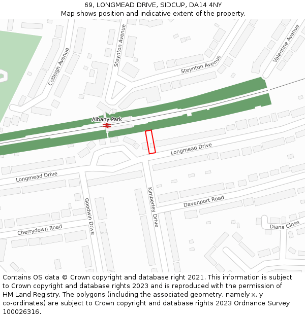 69, LONGMEAD DRIVE, SIDCUP, DA14 4NY: Location map and indicative extent of plot