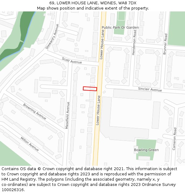 69, LOWER HOUSE LANE, WIDNES, WA8 7DX: Location map and indicative extent of plot