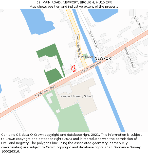 69, MAIN ROAD, NEWPORT, BROUGH, HU15 2PR: Location map and indicative extent of plot