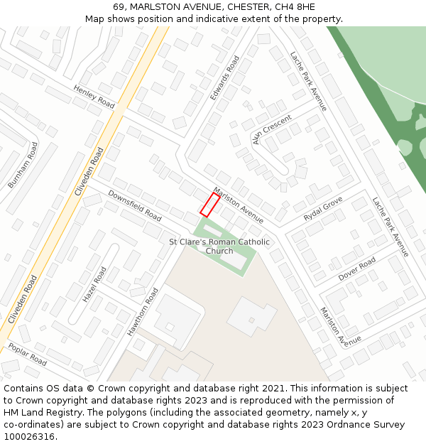 69, MARLSTON AVENUE, CHESTER, CH4 8HE: Location map and indicative extent of plot