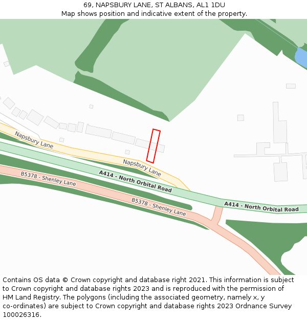 69, NAPSBURY LANE, ST ALBANS, AL1 1DU: Location map and indicative extent of plot