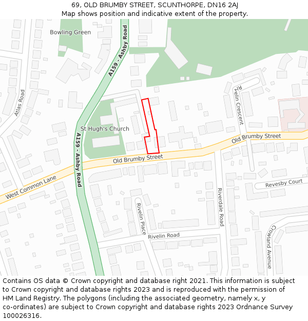 69, OLD BRUMBY STREET, SCUNTHORPE, DN16 2AJ: Location map and indicative extent of plot