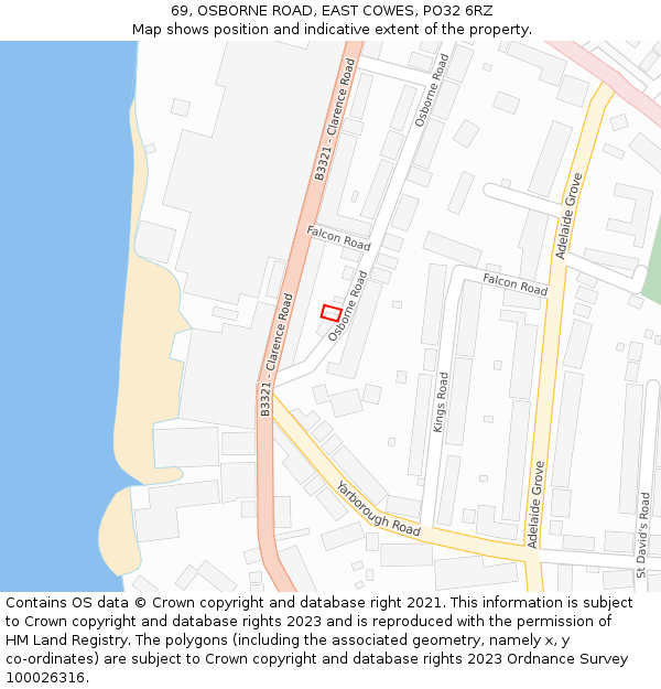 69, OSBORNE ROAD, EAST COWES, PO32 6RZ: Location map and indicative extent of plot