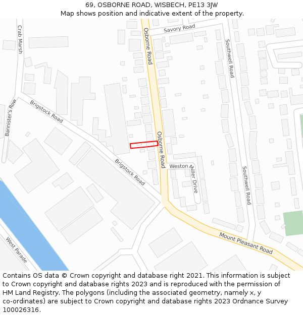 69, OSBORNE ROAD, WISBECH, PE13 3JW: Location map and indicative extent of plot