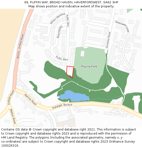 69, PUFFIN WAY, BROAD HAVEN, HAVERFORDWEST, SA62 3HP: Location map and indicative extent of plot