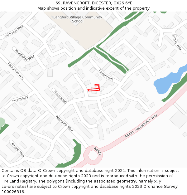 69, RAVENCROFT, BICESTER, OX26 6YE: Location map and indicative extent of plot