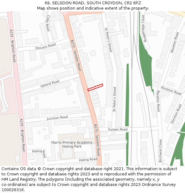 69, SELSDON ROAD, SOUTH CROYDON, CR2 6PZ: Location map and indicative extent of plot