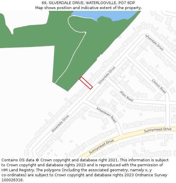 69, SILVERDALE DRIVE, WATERLOOVILLE, PO7 6DP: Location map and indicative extent of plot