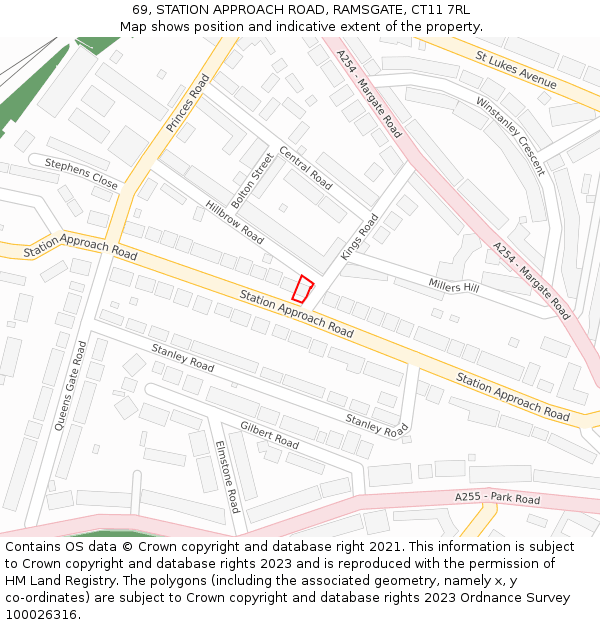 69, STATION APPROACH ROAD, RAMSGATE, CT11 7RL: Location map and indicative extent of plot