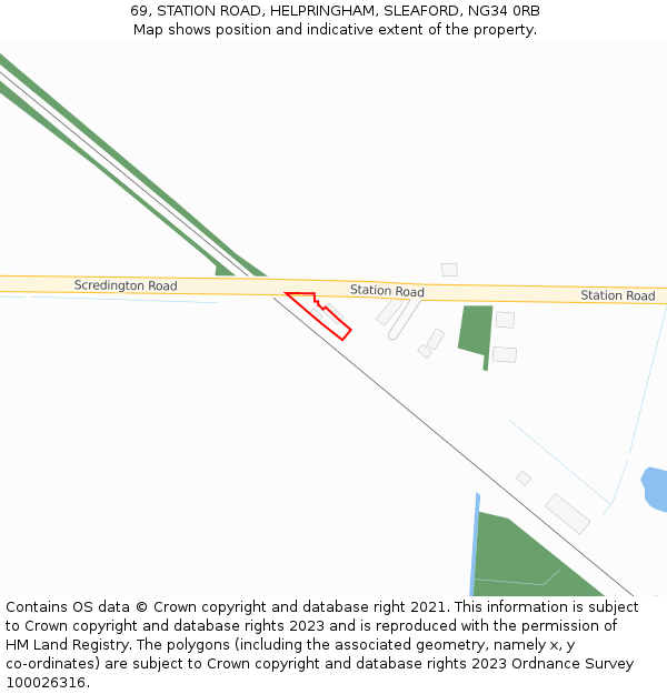 69, STATION ROAD, HELPRINGHAM, SLEAFORD, NG34 0RB: Location map and indicative extent of plot