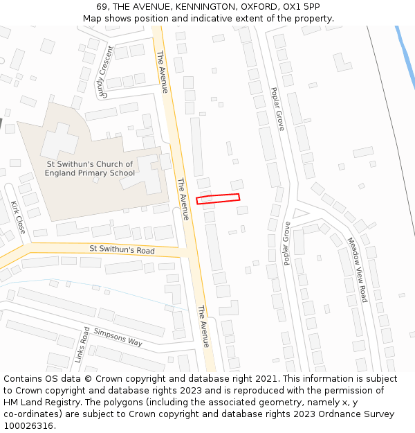 69, THE AVENUE, KENNINGTON, OXFORD, OX1 5PP: Location map and indicative extent of plot