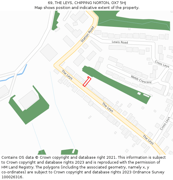 69, THE LEYS, CHIPPING NORTON, OX7 5HJ: Location map and indicative extent of plot