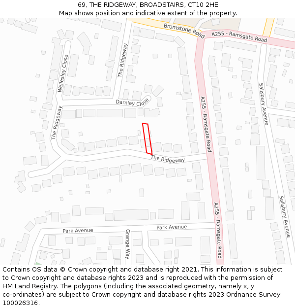 69, THE RIDGEWAY, BROADSTAIRS, CT10 2HE: Location map and indicative extent of plot