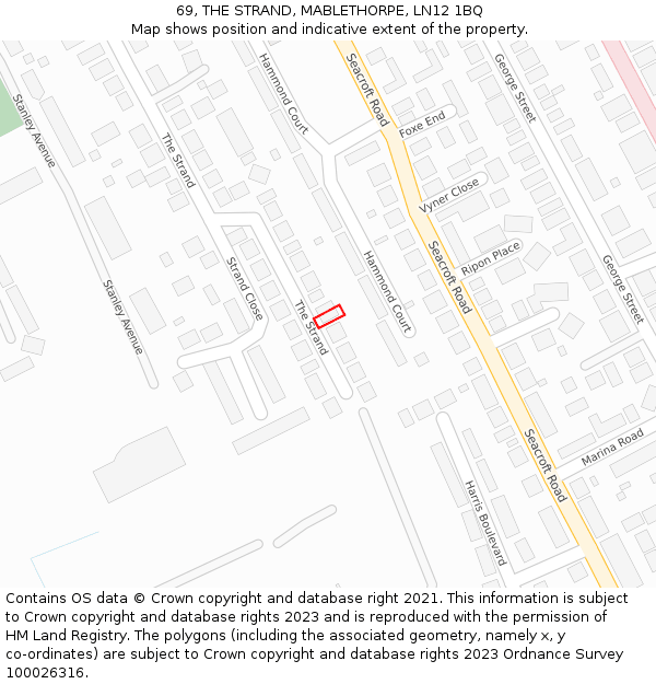 69, THE STRAND, MABLETHORPE, LN12 1BQ: Location map and indicative extent of plot