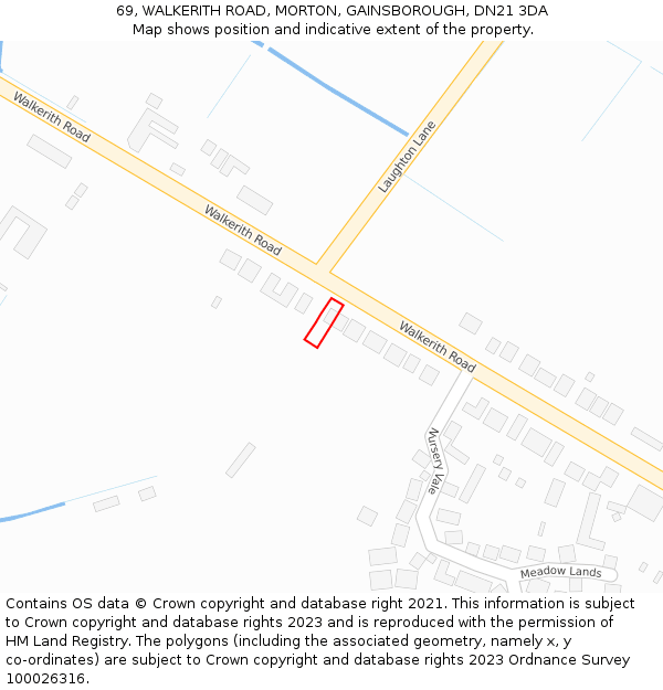 69, WALKERITH ROAD, MORTON, GAINSBOROUGH, DN21 3DA: Location map and indicative extent of plot